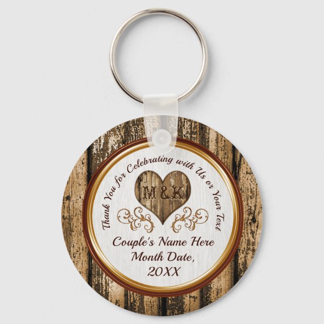 Cheap Personalized Rustic Wedding Gifts for Guests Keychain (Front)