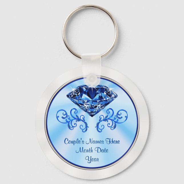 Cheap Personalized Sapphire Party Favours Keychain (Front)