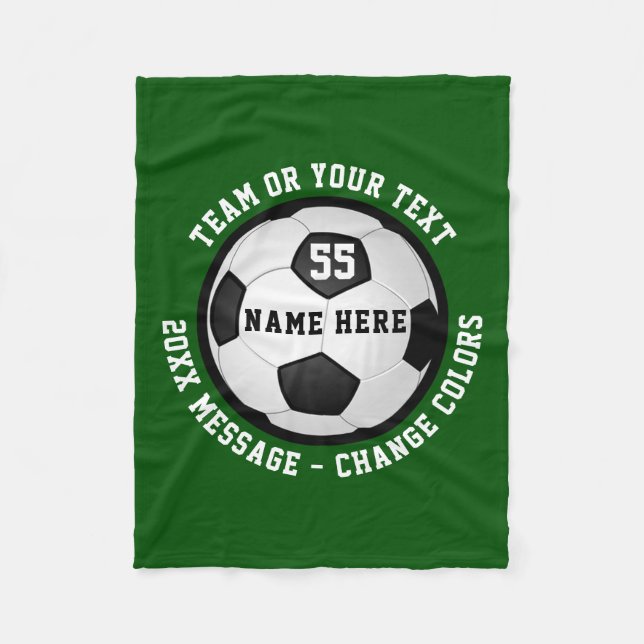 Cheap Personalized Soccer Fleece Blanket Any COLOR (Front)