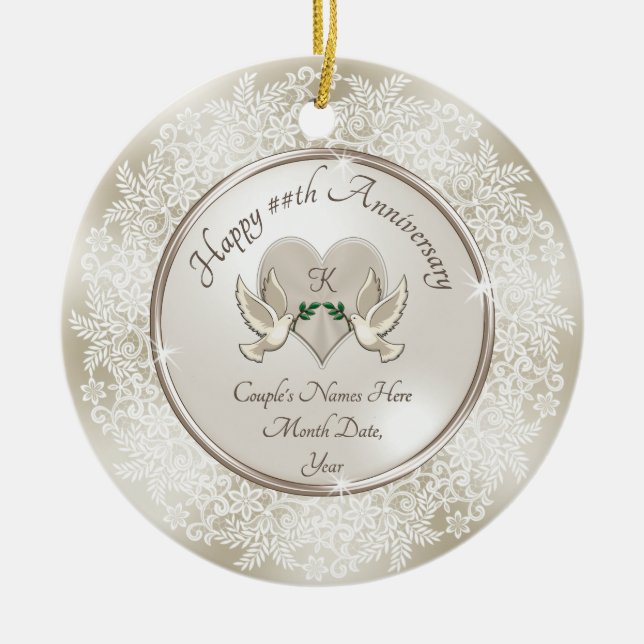 Cheap Personalized Wedding Anniversary Ornaments (Front)