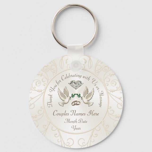 Cheap Personalized Wedding Gifts for Guests, BULK Keychain (Front)
