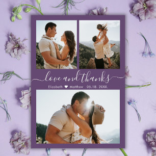 Cheap Photo Collage Mauve Wedding Thank You Flyer