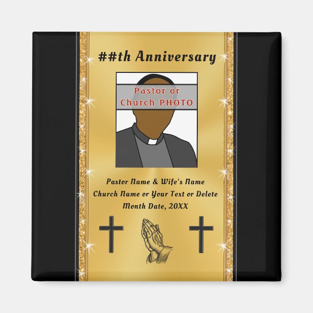 Cheap Photo Personalized Pastor Anniversary Favour Magnet (Front)