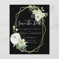 CHEAP Photo Save Dates White Floral Greenery Leaf