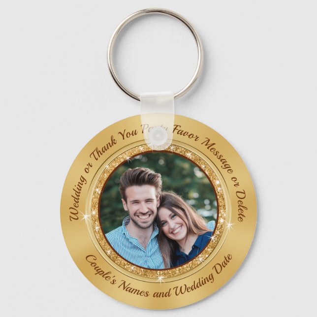 Cheap PHOTO, Wedding Favour Keychains, Gold Keychain (Front)