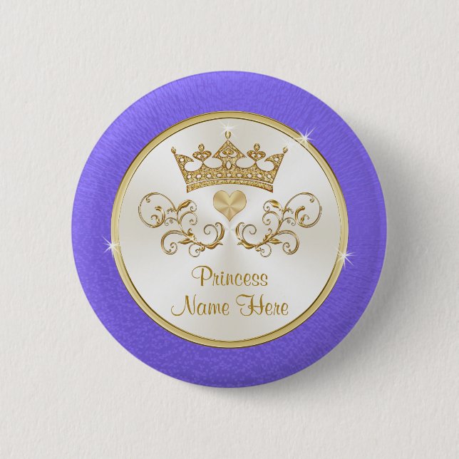 Cheap Princess Party Favours, Personalized 2 Inch Round Button (Front)