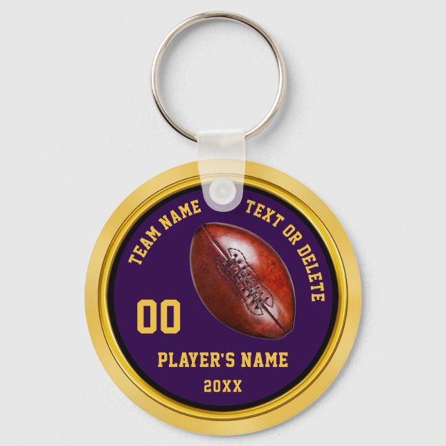 Cheap Purple and Gold Football Gifts for Players Keychain (Front)