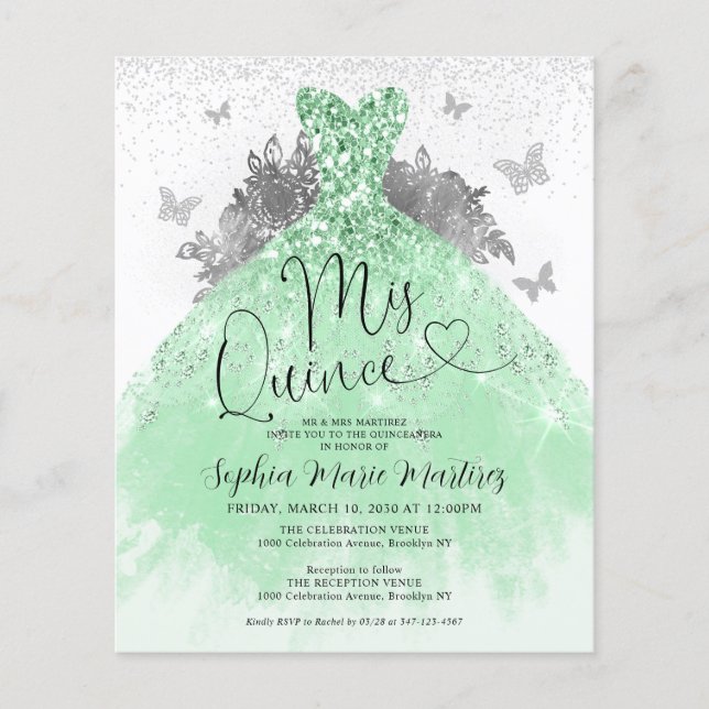Cheap Sage Green Dress Mis Quince Quinceañera Flyer (Front)