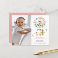 Cheap She's A Wild One Photo First Birthday Invite