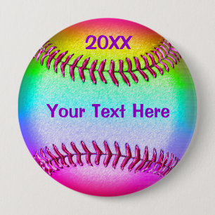 Cheap Softball Gifts for Girls YOUR TEXT and YEAR 4 Inch Round Button