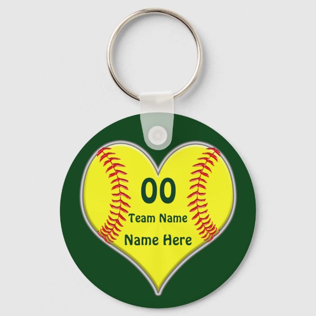 Cheap Softball Gifts with Your Text and Colours Keychain (Front)
