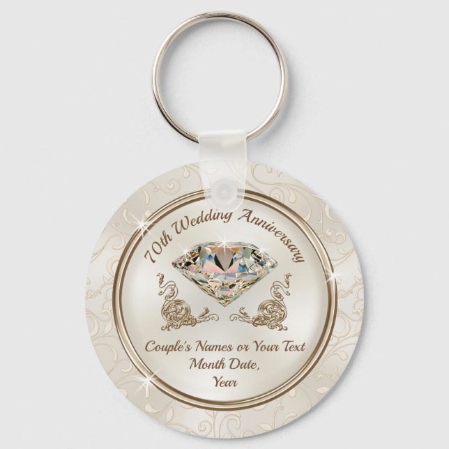 Cheap Stunning 70th Anniversary Party Ideas Favour Keychain (Front)