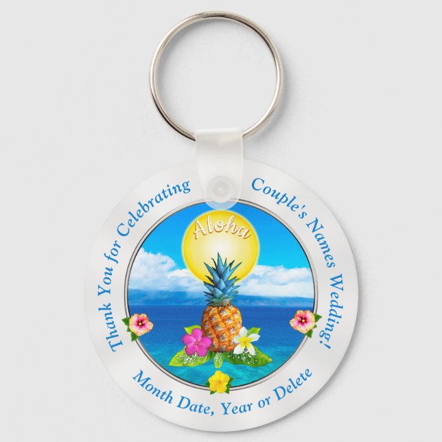 Cheap Stunning Hawaiian Wedding Favours Your Text Keychain (Front)