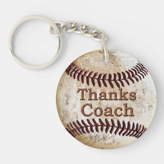 Cheap Thanks Baseball Coach Gift Ideas Keychain (Front)