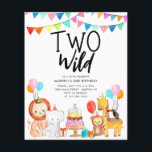 Cheap TWO WILD Safari Party Animals 2nd Birthday Flyer<br><div class="desc">Cute Watercolor TWO WILD Safari Party Animals Kids 2nd Birthday</div>