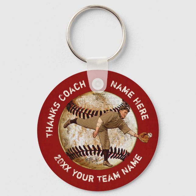Cheap Vintage look Baseball Team Gifts PERSONALIZE Keychain (Front)