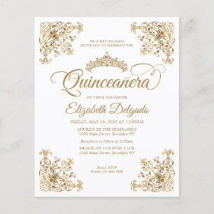 Cheap Vintage White Gold Tiara Frame Quinceanera Flyer
