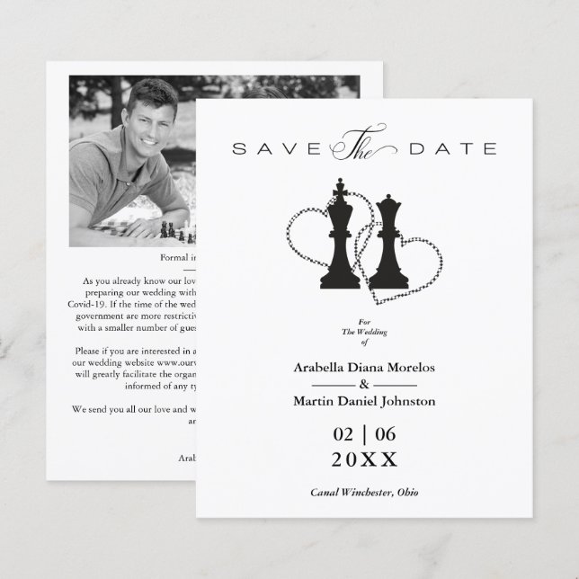 Cheap Wedding Chess Pieces King & Queen in Black (Front/Back)