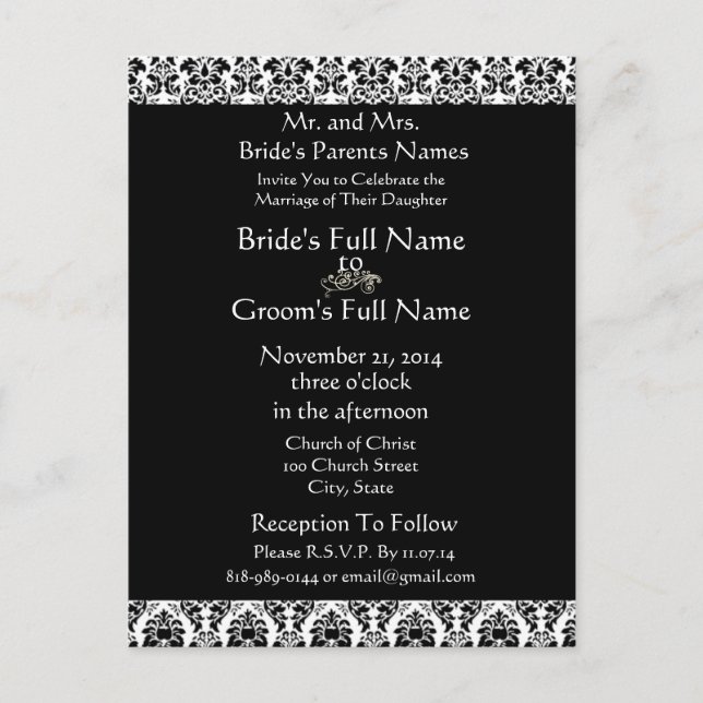 Cheap Wedding Invitation Postcards (Front)