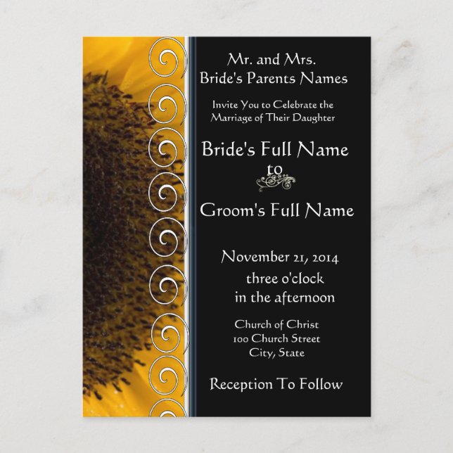 Cheap Wedding Invitation Postcards (Front)