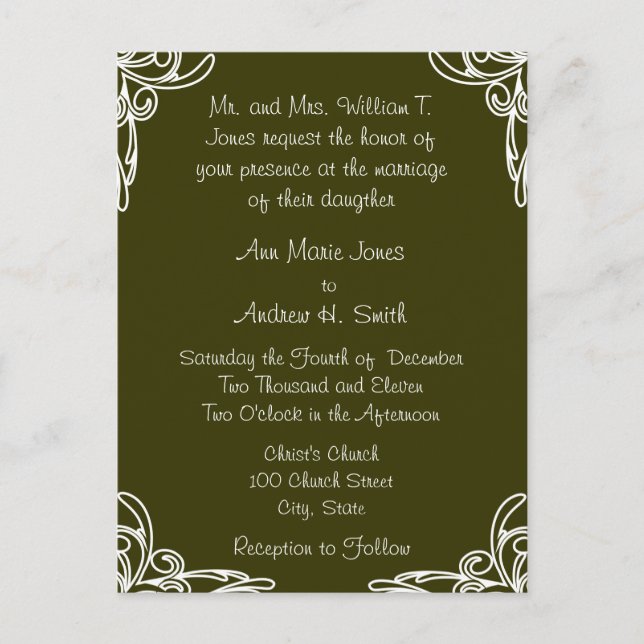 Cheap Wedding Invitation Postcards (Front)