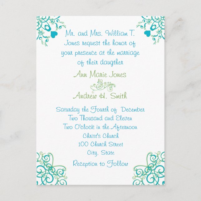 Cheap Wedding Invitation Postcards (Front)
