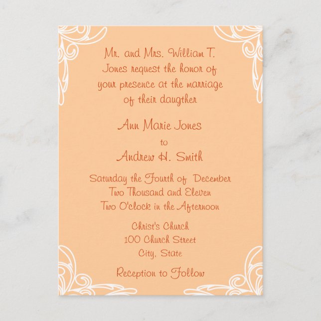 Cheap Wedding Invitation Postcards (Front)