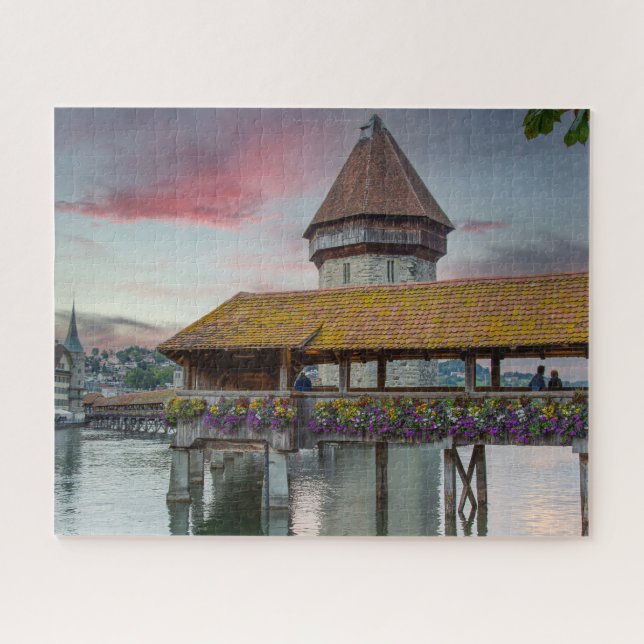 Cheapel Bridge in Lucerne, Switzerland Jigsaw Puzzle (Horizontal)