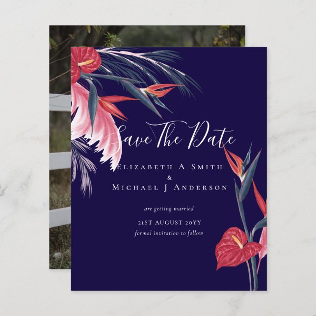 CHEAPEST PHOTO Save Dates Pampas Grass Tropical (Front/Back)