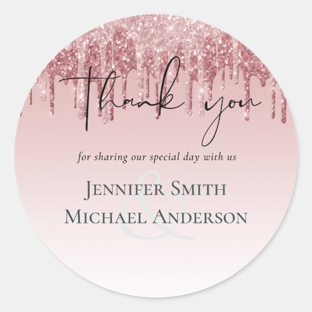 CHEAPEST Rose Gold Pink Glitter Wedding Classic Round Sticker (Front)