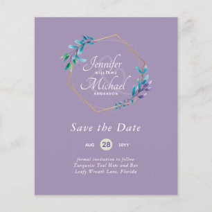 CHEAPEST Save The Dates Teal Blue Floral Wreath
