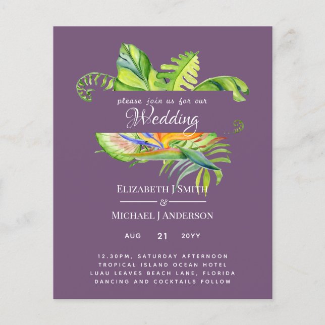 Cheapest Tropical Leaves Wedding Luau Reception (Front)