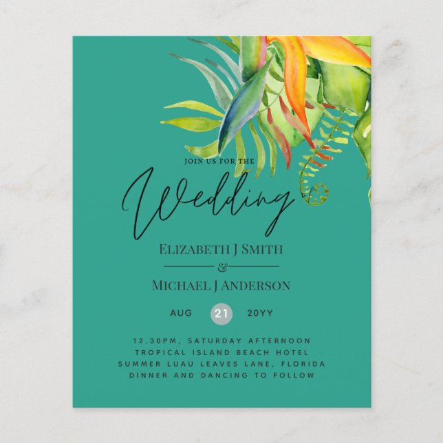 Cheapest Tropical Leaves Wedding Luau Reception (Front)