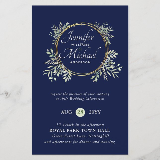 CHEAPEST Wedding Invitation Greenery Wreath BUDGET (Front)