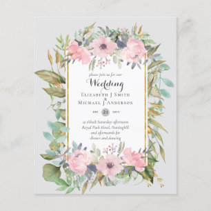 CHEAPEST WEDDING INVITATIONS Blush Pink Flowers Flyer