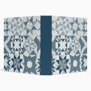 Cheater Traditional Patchwork Stars Quilt Blue Binder