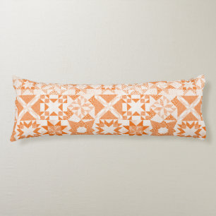 Cheater Traditional Patchwork Stars Quilt Orange Body Pillow