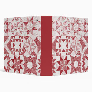 Cheater Traditional Patchwork Stars Quilt Red Binder