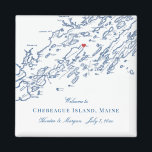 Chebeague Island Maine Map Elegant Wedding Favour Magnet<br><div class="desc">Quick and Easy ordering! These Chebeague Island, Maine map magnets are perfect to welcome your out of town guests with welcome bag goodies, or customize them for your wedding party. Move the heart by clicking "Edit Using design tool" under "Personalize". Map includes Cape Elizabeth, Portland, Cumberland, Falmouth, Freeport, the islands...</div>