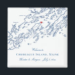 Chebeague Island Maine Map Elegant Wedding Favour Magnet<br><div class="desc">Quick and Easy ordering! These Chebeague Island, Maine map magnets are perfect to welcome your out of town guests with welcome bag goodies, or customize them for your wedding party. Move the heart by clicking "Edit Using design tool" under "Personalize". Map includes Cape Elizabeth, Portland, Cumberland, Falmouth, Freeport, the islands...</div>