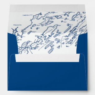 Chebeague Maine Casco Bay Map Navy Blue Wedding Envelope