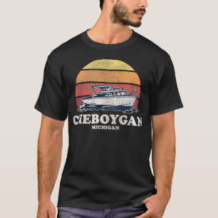 Cheboygan MI Vintage Boating 70s Retro Boat Design T-Shirt