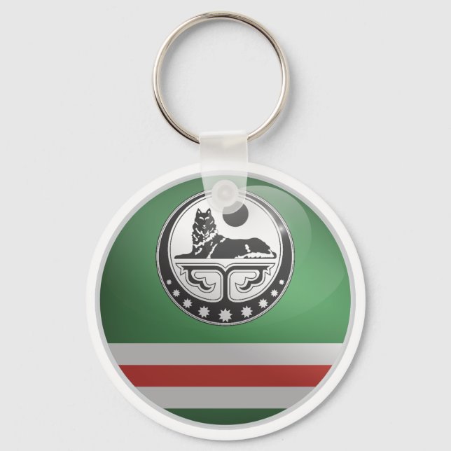 Chechen  Glossy Circle Flag Keychain (Front)