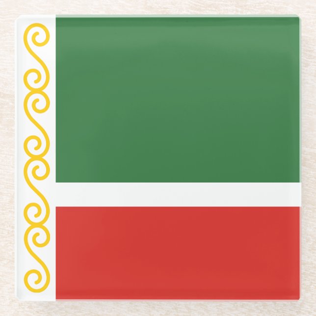 Chechnya Flag Glass Coaster (Front)