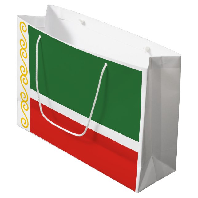 Chechnya Flag Large Gift Bag (Front Angled)