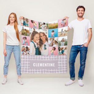 Check 16 photo modern minimal lilac simple elegant fleece blanket