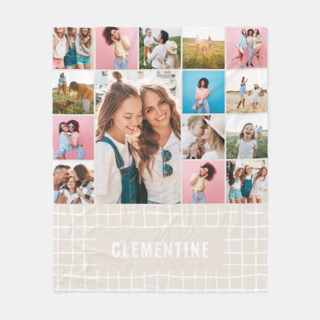 Check 16 photo modern minimal Natural simple Fleece Blanket (Front)