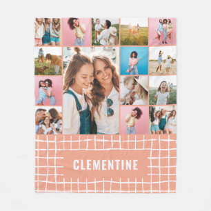 Check 16 photo modern minimal peach simple elegant fleece blanket