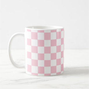 Check Baby Pink And White Chequerboard Pattern Coffee Mug