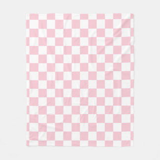 Check Baby Pink And White Chequerboard Pattern Fleece Blanket